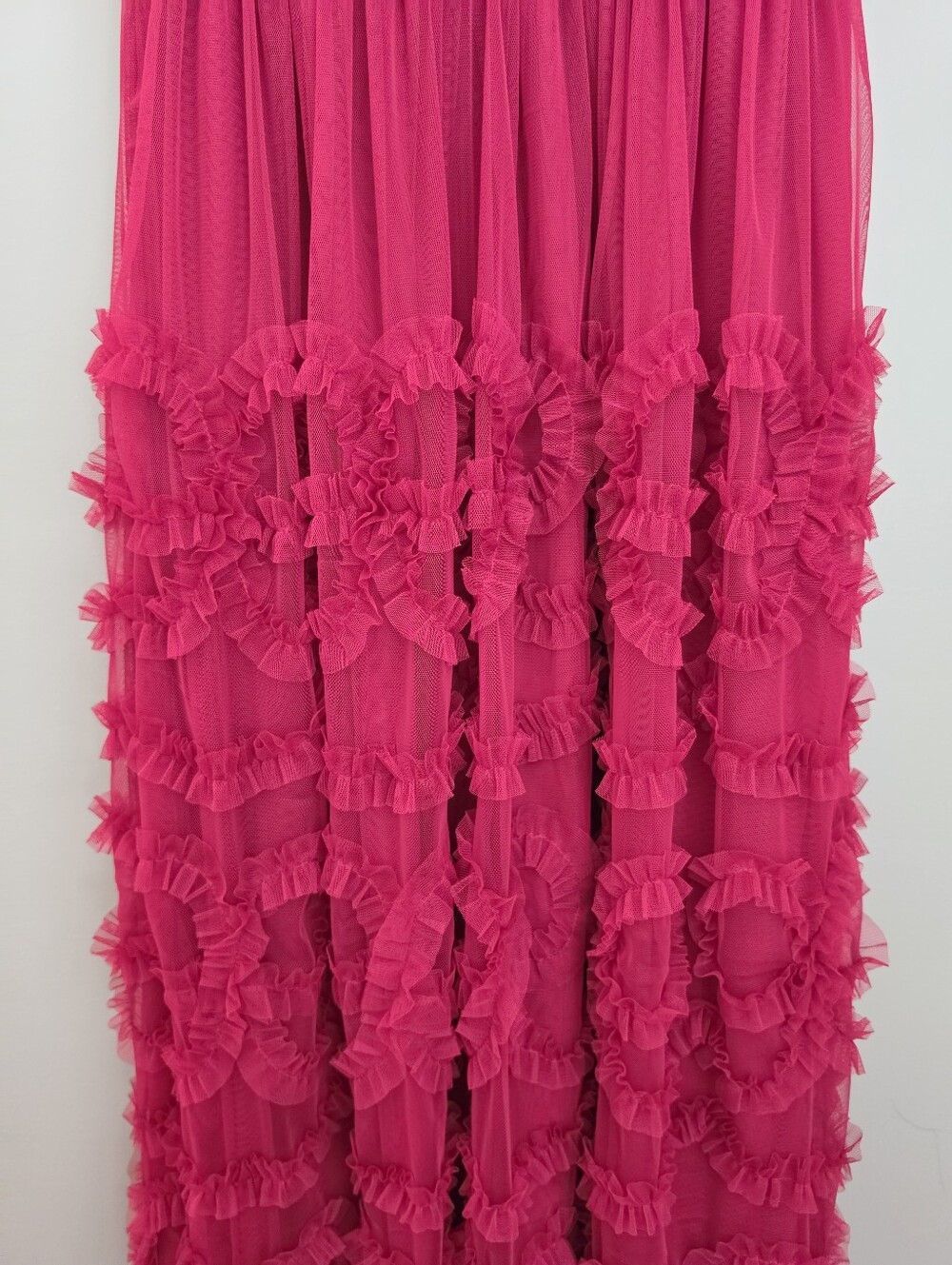 Boden Magenta Pink Tulle Ruffle Midi Dress Size US 4 / UK 8 Sleeveless Party - Picture 15 of 16